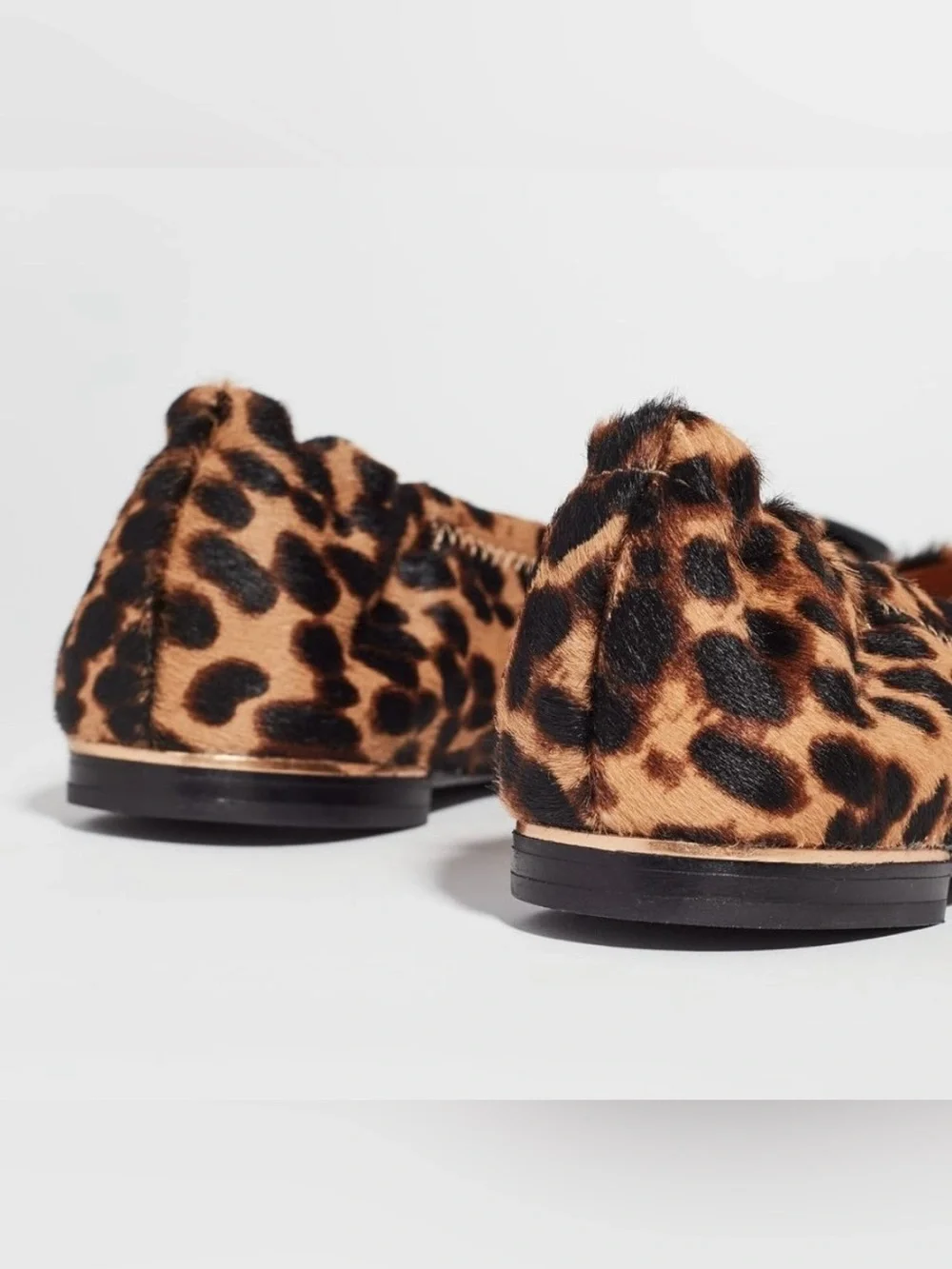 NEW! Tory Burch Minnie Leopard Calf Hair Ballet Flats Logo Size 6